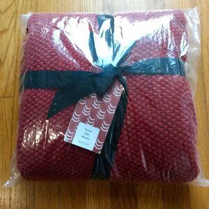 NEW UNUSED West Elm Cotton Knit Throw - Red